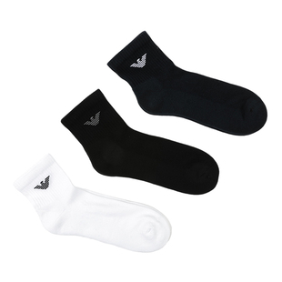 Armani/阿玛尼EA 男士鹰标3双装保暖中筒袜子 EM000551 AF14499