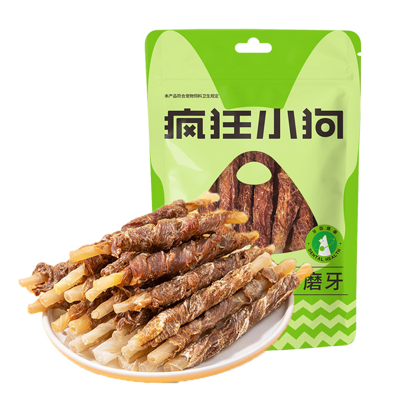 疯狂小狗狗零食磨牙棒耐咬鸭肉牛狗风干零食/肉干/肉