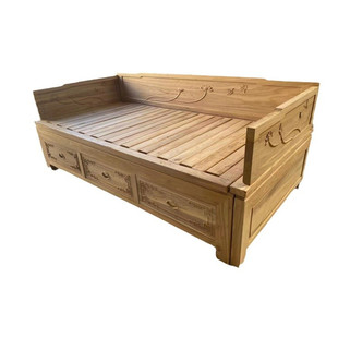 北榆木推拉罗汉床白茬全实木沙发床白胚伸缩罗汉塌中式仿古维拉床