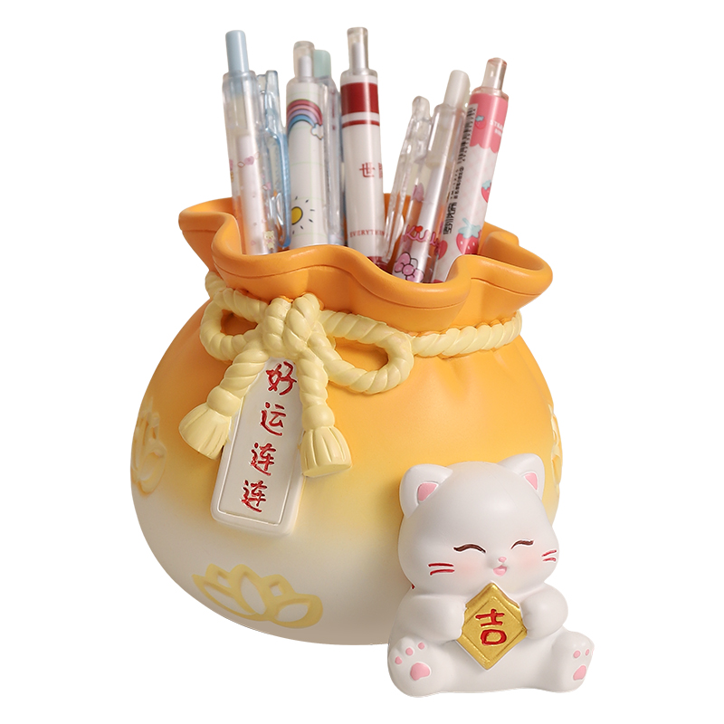 創(chuàng)意可愛招財貓筆筒擺件禮物實用