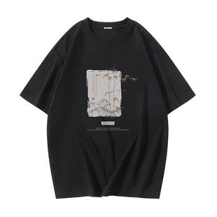 回力新中式短袖T恤男夏季2025新款纯棉宽松冰丝休闲半袖男生体恤