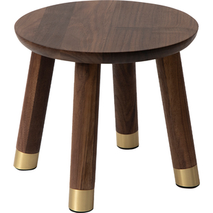 梵瀚 黑胡桃木矮凳家用垫脚凳子方形凳圆凳儿童小板凳实木换鞋凳