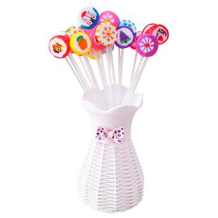 网红手工棒棒糖100支 可爱创意长棒荧光夜光水果切片花束棒棒糖果