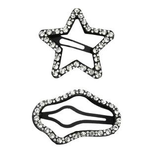 星星发夹女边夹侧边水钻不伤发黑色大号夹子头饰bb夹鸭嘴夹刘海夹