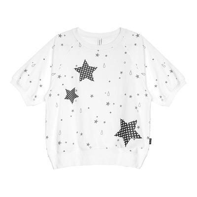 innomoood星星泪滴印花波点原创泡泡袖短袖圆领T恤百搭小众上衣