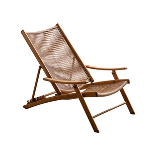 懒小姐户外用复古风可折叠收纳藤编椅子家用阳台庭院单人午休躺椅