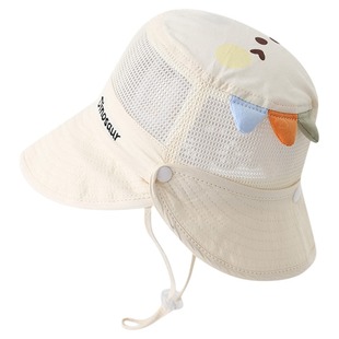 婴儿遮阳帽儿童帽子夏季渔夫帽男童女宝宝网大檐可拆披肩透气速干