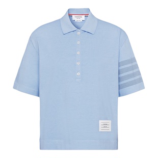 [夏日新品]THOM BROWNE 女士套染四条纹棉质Polo衫