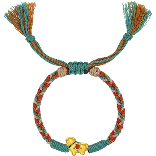 周六福5d硬金定价黄金手绳女唐马呈祥女士生肖手串生肖马新年礼物