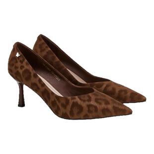 fed细跟高跟鞋春季新款女鞋一脚蹬豹纹浅口单鞋女款S0306-ZCA731