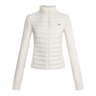 UNIFREE针织拼接立领羽绒服女90白鸭绒修身显瘦冬季保暖排骨外套