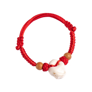 大善堂马年本命年红绳手链猪惊骨儿童宝宝防惊吓编织手绳桃木手串