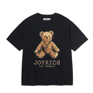 JOYRICH男女同款美式撞色涂鸦复古富乐熊印花宽松短袖t恤上衣