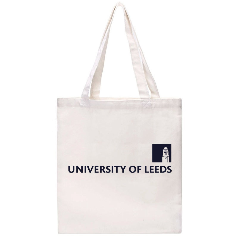 Leeds利兹大学拉链帆布包新款毕业纪念环保购物袋黑色