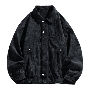 WASSUP美式高街扎染灯芯绒夹克男潮牌痞帅工装设计感复古翻领外套