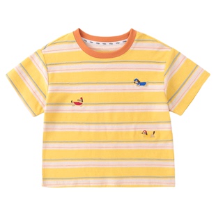 【100%棉】嘟嘟家男童T恤纯棉夏季儿童条纹短袖女童上衣宝宝童装