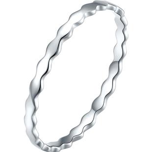 周六福铂金戒指女款PT950素圈戒波纹指环白金尾戒素戒送新年礼物