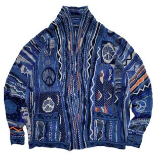 非平田和宏日系古着平替重工编织花废土风松弛感毛衣开衫道袍外套