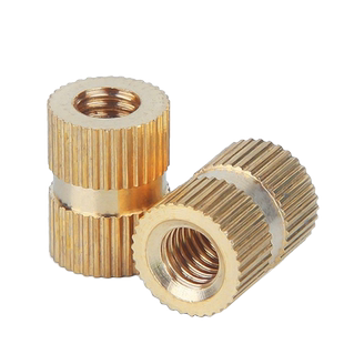 注塑铜嵌件铜螺母 滚花铜螺帽 双通铜预埋件M3M4M5M6M8M10铜花母