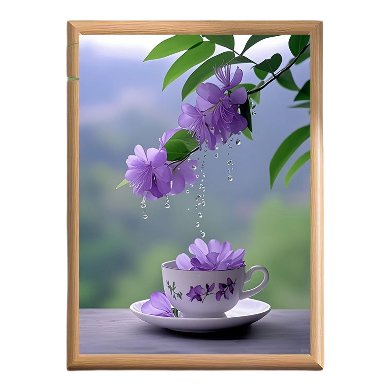 紫色花海浪漫且治愈相框摆台