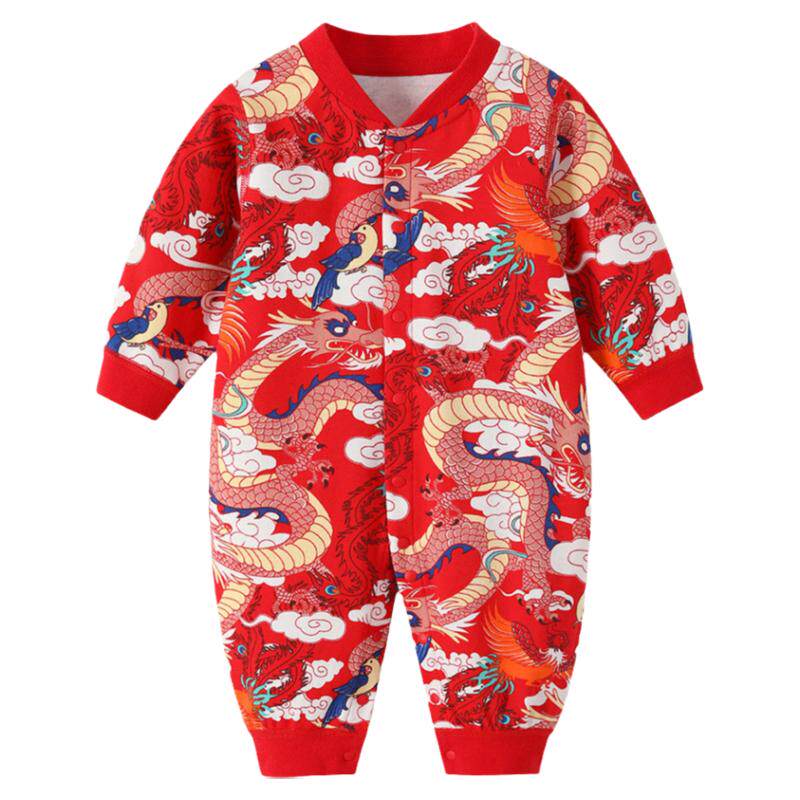 周岁礼服连体衣男红色连体衣