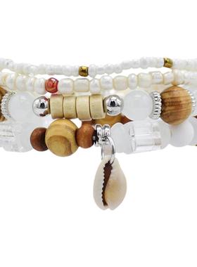 手链女水晶招桃花头绳叠戴贝壳