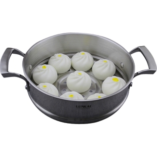 LUNKAI18-10不锈钢蒸笼蒸格蒸架蒸片垫双耳有柄24 26 28CM