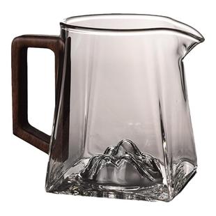 高硼硅透明玻璃可观山带手柄公道杯家用办公待客功夫茶具分茶器