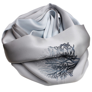 刺绣桑蚕丝长丝巾中年男女士真丝围巾绣花苏州丝绸苏绣特色伴手礼