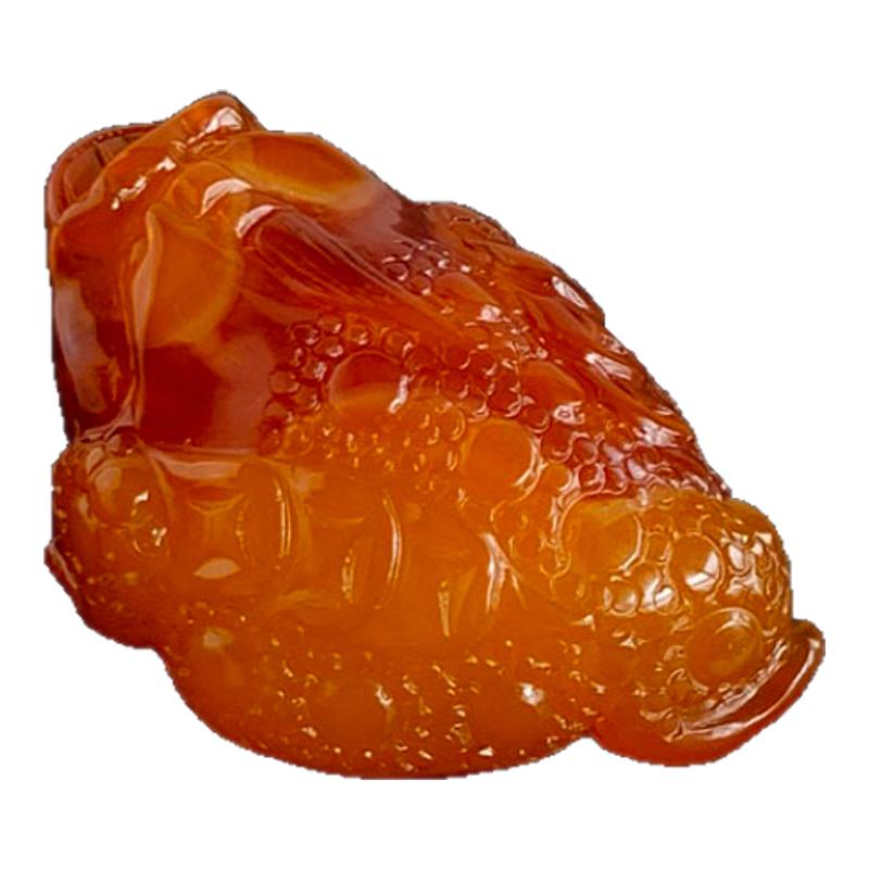 天然玛瑙雕刻三角蟾摆件