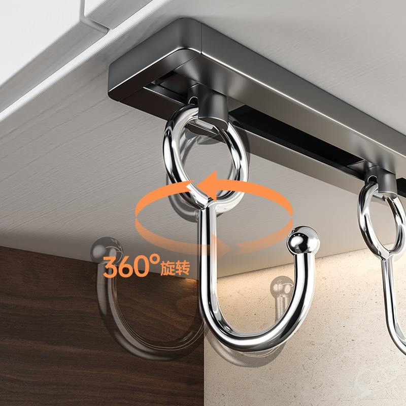 厨房挂钩免打孔挂杆不锈钢排壁挂式锅铲厨房置物架收纳勺子钩挂架