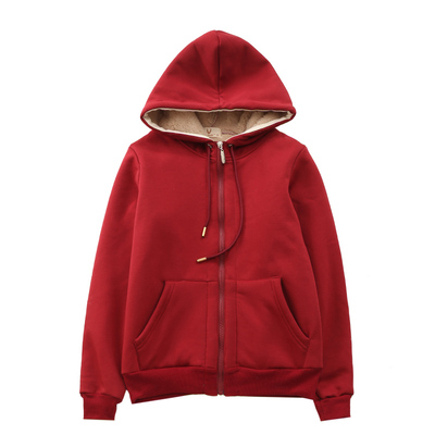 羊羔绒加厚大码保暖连帽卫衣外套