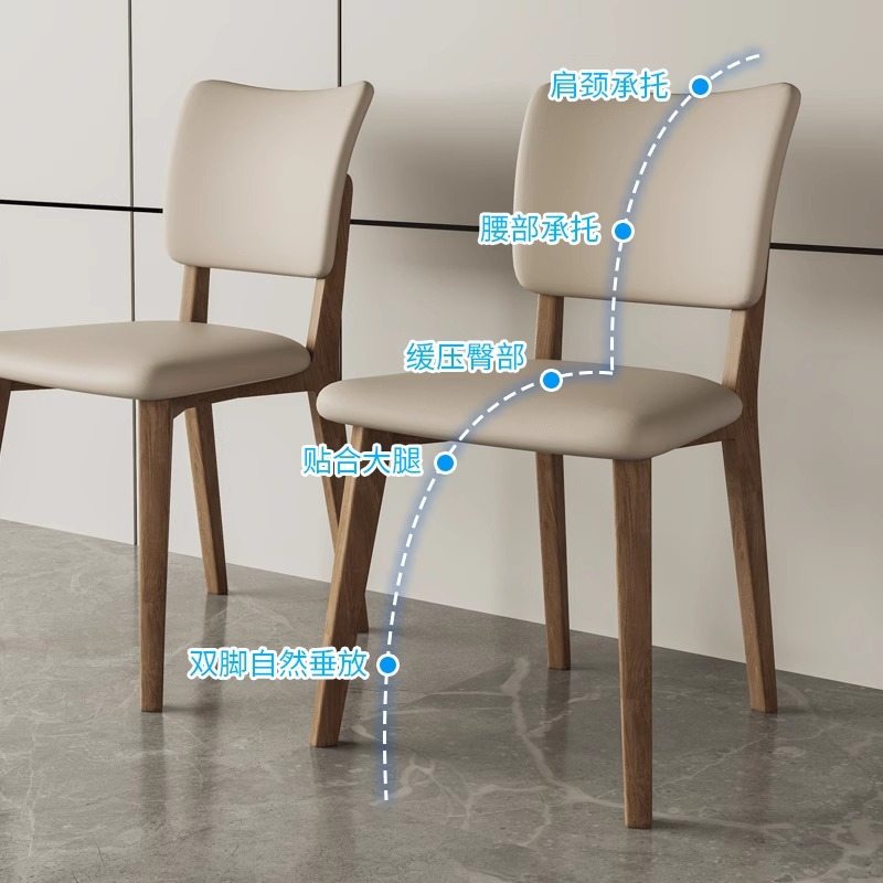 实木餐椅家用奶油风靠背舒适风餐厅古风皮寂椅子久坐凳子中餐桌侘