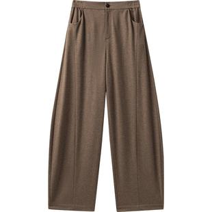 播商场同款慵懒风休闲磨毛裤子女24冬季新款宽松长裤BDR4KD3915