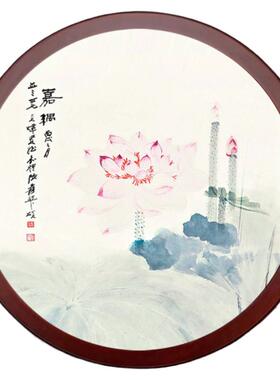 圆形墙洞框大成画框圆木简约框架