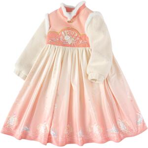 巴拉巴拉童装女童汉服秋冬款2024新款新中式新年刺绣儿童连衣裙子