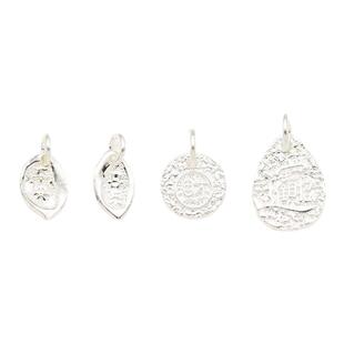 足银吊坠 素银吉言不规则花纹字牌挂坠S999纯银饰DIY盘缠串珠配件