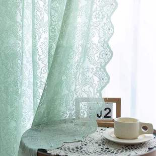 阳台纱帘 家用2025窗帘夏季 白色蕾丝法式 门帘免打孔杆帘伸缩新款