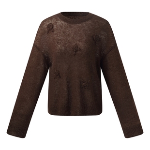 首降3折|歌莉娅绣花毛衣女2025新款秋季流行穿搭小众套头衫上衣