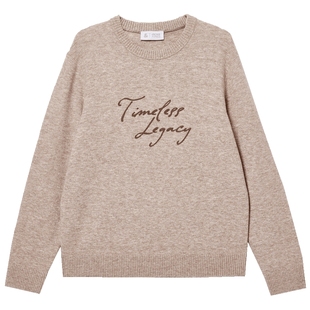 【含10%羊毛】杰克琼斯男装25年秋季新款圆领刺绣毛衣绒感针织衫