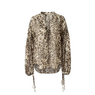 Covertitle 复古轻盈感豹纹系带慵懒上衣