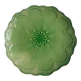 欧式浮雕花边盘子ins高颜值法式餐具轻奢复古美式陶瓷餐盘微瑕