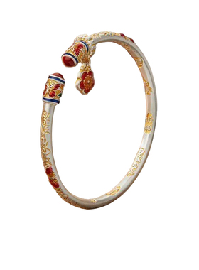 实心开口玫瑰银手镯贵妃心经复古貔貅珐琅心经婚礼铜首饰妈妈礼物