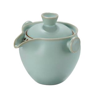 青澹汝窑手抓壶陶瓷茶壶家用便携泡茶景德镇功夫茶具青瓷复古送礼