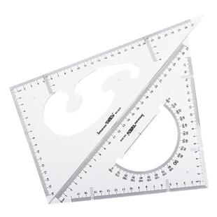 金丝猴透明三角尺15 20 25 30 35 40 45厘米塑料大号三角板套装工程测量绘图带云尺量角器功能学生文具