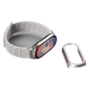 适用小米手环10代9表带8手表磁吸硅胶回环表带NFC运动xiaomi智能八九9代镶钻镂空保护壳装甲表链女生秋冬腕带