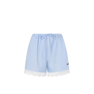 【新品首降】Moschino Jeans 2026早春 女士松紧腰抽绳蕾丝边短裤