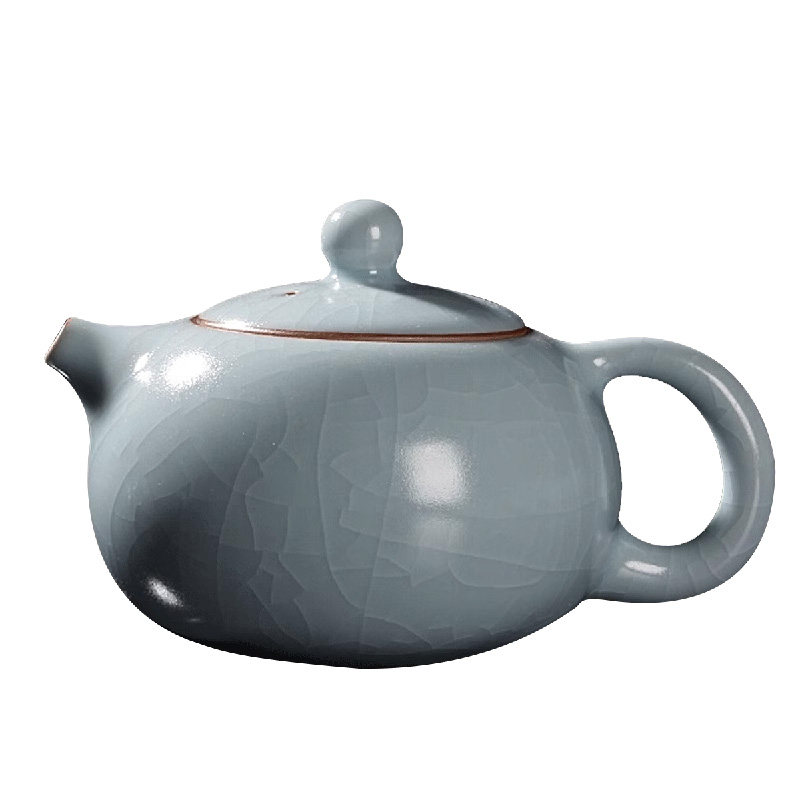 汝窑茶壶陶瓷单壶西施壶功夫茶道茶具汝瓷可养家用泡茶器泡茶壶