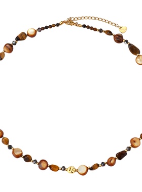 天然虎眼石串珠项链女轻奢高级感