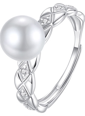 天然海水珍珠戒指女白色极强光